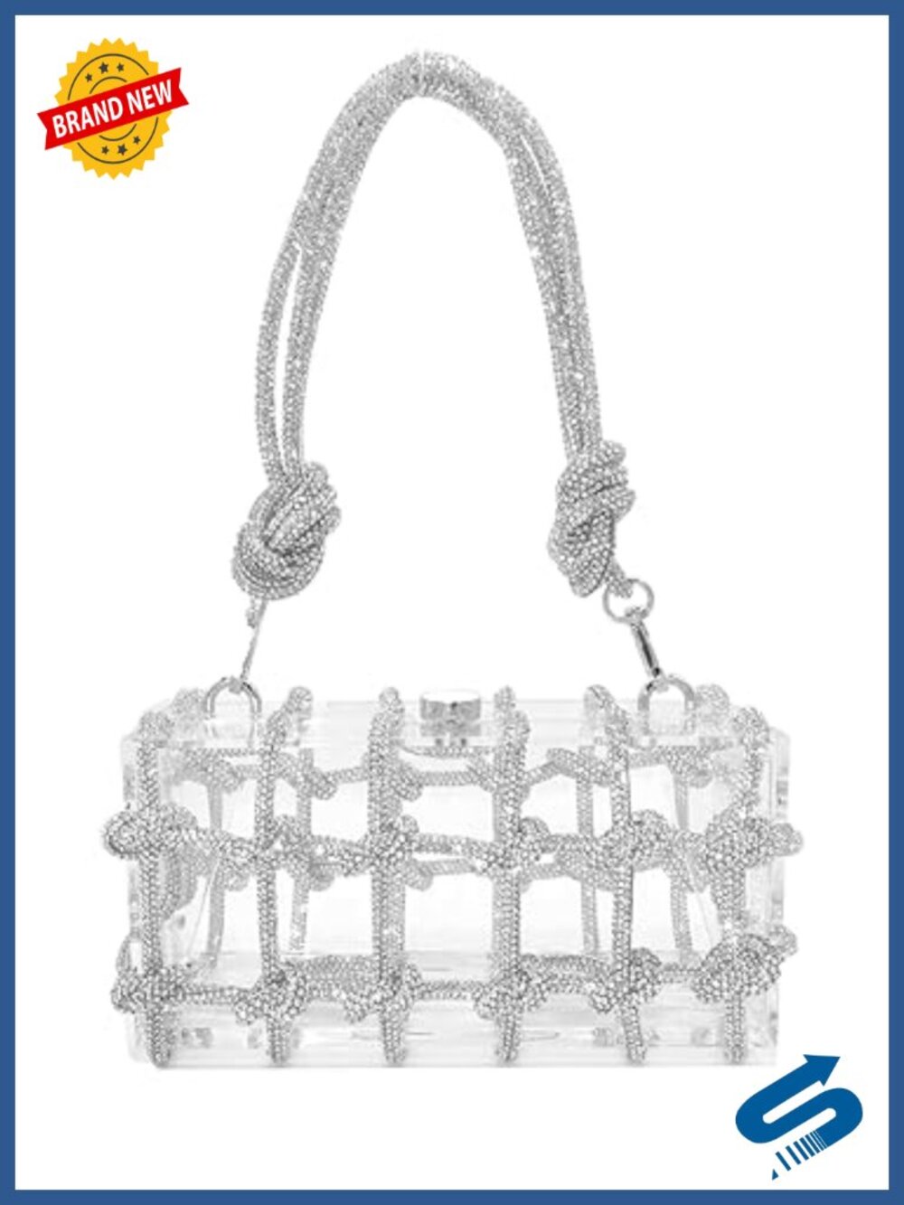 Clear Acrylic Crystal Box Clutch Purse Evening Bag for Women